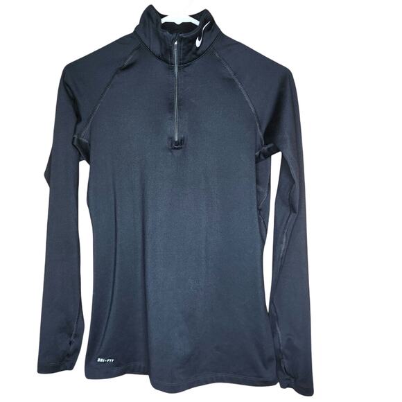 Nike Pro Combat Dri-Fit 1/4 zip shirt women's black size medium compression - Picture 1 of 5